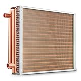 VEVOR Wärmetauscher Wasser-Luft, 45,72 x 50,8 cm mit 3-reihigen 9,53 mm Kupferanschlüssen, 242 Aluminiumlamellen Wärmetauscher für Holzöfen, Heizung und Kühlung im Wohnbereich und Warmluftheizung