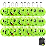 Heanvmyss Reflektoren Kinder,20 Stück Sicherheits Reflektor Anhänger,Smiley Schlüsselanhänger Wasserdicht für Schulranzen,Rucksäcke,Wandern,Nachtlaufen und Radfahren