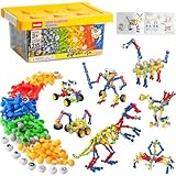 Afomida 215-STK Kreatives Baustein-Spielset - mit Aufbewahrung, Inklusive Dinosaurier, Roboter, Auto, Spinne, Lernspielzeug für Kinder, Geburtstagsgeschenk für Kinder, Jungen und Mädchen ab 5 Jahren