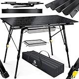 KESSER® Campingtisch faltbar Klapptisch mit Aluminiumrahmen Aufrollbare Tischplatte Falttisch klappbar Höhenverstellung 90x53cm - bis 100kg inkl. Tragetasche mit Trageband & Netztasche, Schwarz