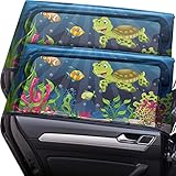 CARAMAZ Sonnenschutz Auto Kinder mit UV Schutz - Größe L für mittlere und größere Scheiben - 2 Stück, Farbe: Turtle-Design