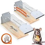 RAPIZZ Rattenfalle Lebend 2 Stück Groß - 30cm Länge Inkl. Sicherheitshandschuhe & Expertentipps I Ratten Lebendfalle Ratte lebende Rattenfallen Lebendfallen I Auch ideal als Mausefalle Mäusefalle