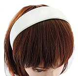 axy Breiter Haarreif mit Satin bezogen Haarband Vintage Klassik-Look Hairband Stirnband HRK1 (Weiss)