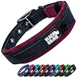 Black Rhino - Das Comfort Halsband Super Weiches Neopren Gepostertes Hundehalsband für alle Hunderassen - Hochbeanspruchbar Verstellbar Reflektierend Wetterfest (Klein, Weinrot/Schwarz)