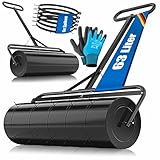 KESSER® Rasenwalze Metall befüllbar mit Wasser oder Sand mit 63 Liter Füllvolumen & 99cm breit | Gartenwalze inklusive 5X Spikes & Handschuhe | Handwalze Rasenroller Ackerwalze Walze in Schwarz