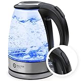 Balter Glaswasserkocher WK-9-1,7L Wasserkocher Glas - 2200W 360° Basis - LED Wasserkocher Klein - BPA Frei - Wasserkocher Edelstahl