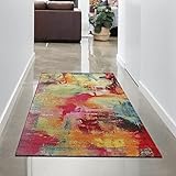 CARPETIA Moderner Graffiti Teppich Mehrfarbig orange grün türkis Größe 80x150 cm