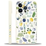 Krdvekm Handyhülle für iPhone 12 Pro Max Hülle 6,7', Aesthetic Summer Collage Obst Muster Motiv Design für Mädchen Schutzhülle Kameraschutz Stoßfest Weiche Bunt Silikon TPU Bumper Case, Cremeweiß