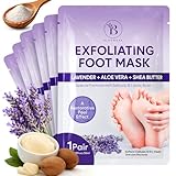 Fußmaske (6 Paar), Foot Peeling Mask & Fussmaske mit Lavendel & Sheabutter, Exfolierende Hornhaut Socken & Hornhautentferner Socken, Feuchtigkeitsspendende Foot Mask für Damen & Herren, Einheitsgröße