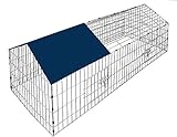 CADOCA® Freilaufgehege 180x75x75cm Sonnenschutz Auslauf Garten Kaninchenstall Hasenstall Kleintierauslauf Dachstoff Blau