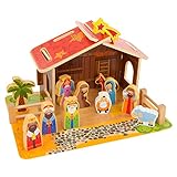 WOOMAX 46204 Tiere Krippe aus Holz, 20 Stück, 20 piezas