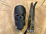 ORLETANOS Skull Flaschehalter kompatibel mit Harley Davidson Dosenhalter Getränkehalter Hot Rod V8 Beachcruiser Trike Quad Fahrrad Moped Motorrad Leder Chopper Heritage Slim schwarz Totenkopf