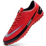 Topwolve Fußballschuhe Herren Microfaser Cleats Athletics Trainingsschuhe Professionelle Outdoor Football Schuhe Unisex Rot 45EU