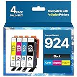 HALLOLUX 924 Druckerpatronen Multipack 924e Kompatibel für HP 924 Patronen Multipack für HP Officejet Pro 8120e Patronen für HP Officejet Pro 8132e 8122e 8134e 8135e 8138e 8139e (4er-Pack, Kein Chip)