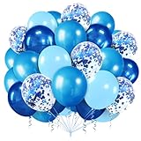 Luftballons Blau,100 Stück Ballons Blau,Konfetti Helium Ballons,Dunkelblau Hellblau Latex Ballon Für Junge Geburtstagsdeko Babyparty Hochzeit