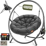 KESSER® Hängesessel mit Gestell Bali Hängeschaukel Hängestuhl bis 150kg für Indoor und Outdoor + Kissen & Seitentasche Hängekorb Stahlgestell & Schaumstoff Sitzpolster ideal für Wohnzimmer & Garten