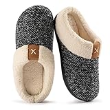 ULTRAIDAS Hausschuhe Damen, Slippers Women Pantoletten Warme Plüsch Hausschuhe für Damen, Weiche Flache Plüsch Pantoffeln Bequeme Rutschfeste Outdoor/Indoor,Schwarz EU 38/39