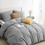 BEDSURE Bettwäsche 200x220 3teilig Grau - Bettwäsche Grau 1 Bettbezug 200x220 cm + 2 Kissenbezüge 80X80 cm, ÖKO-TEX Bettwäsche-Sets Polyester Mikrofaser mit Reißverschluss