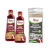 POLIBOY Leder Intensiv Pflege - Farblose Lederpflegecreme für Glattleder - 2x 200ml - Mit Baumwolltuch - Made in Germany