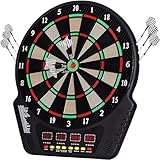 Elektronische Dartscheibe, FB-686 E-Dartboards Dartautomat mit 4 LCD-Anzeige und 6 Darts und 24 Pfeilkopf 27 Spiele mit 243 Spieloptionen Profi Elektronik Dartspiel für 16 Spieler