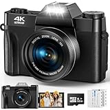Digitalkamera 4K 56MP AutoFocus UHD Vlogging Kamera mit 16 X Digitalzoom mit 180 Grad Drehung Flip Screen Kamera 3.0 Zoll Kompaktkamera mit für Anfänger Erwachsene 32GB Micro SD Karte und 2 Batter