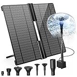 AMZtime Solar Springbrunnen für Außen Aufrüstung 20W Falten Solar Teichpumpe mit Verstellbarem Ständer Solarbrunnen für Draussen mit 6 Fontänenstile Teichpumpe Solar für Garten,Teich,DIY-Wasserspiel