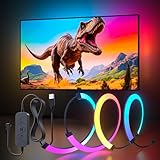 Lumtang 32 Zoll PC Monitor Hintergrundbeleuchtung,RGBIC LED-Lichtstreifen synchron mit Bildschirmfarbe und Musik für Spiele, Filme usw., einfach zu verwenden ohne Kamera, Softwaresteuerung