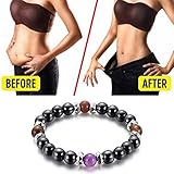 Mysika BESTT Magnetische Armband - Unisex Hämatit Therapie Stein Runde Perlen Stretch Armreif für Gewichtsverlust Abnehmen Anti-Müdigkeit Schmuck