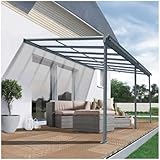 Terrassendach Aluminium transparentes Dach | Terrassenüberdachung Veranda grau 435x300 cm