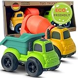 BIOPLAY® Trucks 2-er Set | Bio Kunststoff | Nachhaltiges Spielzeug ab 1 Jahr für Jungen und Mädchen | Indoor und Outdoor | Sandspielzeug | Kinder