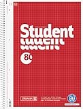 BRUNNEN Collegeblock Student Recycling | A4, Lineatur 22, 80 Blatt, rot
