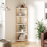 Ruichang Eckregal stehend mit 5 Ebenen, bücherregal Holz, Standregal, Aufbewahrungsregal, Lagerregal für Küche, Bad, Wohnzimmer, Büro, 143.5 x 29 x 29 cm, Weiß