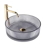 Rea Aufsatzwaschbecken Ingrid Grey Waschtisch Handwaschbecken Waschschale Waschbecken für Badezimmer aus Glas 400 x 400 x 130 mm (transparent)