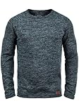 Blend BHDan Herren Strickpullover Feinstrick Pullover mit Rundhalsausschnitt Baumwollmischung Label-Patch Regular fit, Größe:M, Farbe:Navy (70230)