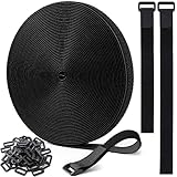 12.5m Klettband mit 60 Schnalle,Frei Zuschneidbar kabelbinder Klett-Kabelbinder,Wiederverwendbare kabelbinder klett Klettverschluss Band Set Schwarz,2cm Breit