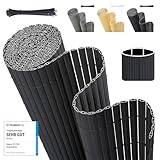 Sekey PVC Sichtschutzmatte 90x500cm Doppelte Verstärkung Innen, Balkon Sichtschutz mit Kabelbindern, Sichtschutzzaun Windschutz Wasserdicht ohne Bohren für Balkon Garten, Anthrazit