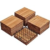 Yaheetech Holzfliesen Akazie 30x30 cm, 27er Set-ca. 2,6 m² Terrassenfliesen Balkonfliesen Klicksystem, Wetterfest Bodenfliesen Gartenfliesen für Terrasse, Balkon & Garten, Holzfarbe