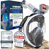 NEUHEIT - KAIMANA® Schnorchelmaske für Erwachsene L/XL inkl. Tragetasche - geprüfte CO₂ Sicherheit - Tauchermaske Erwachsene - Vollgesichtsmaske Tauchmaske