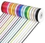 Adorfine Satinband 3mm, 18Stück x 20m Doppelseitig Geschenkband Geschenkverpackung Dekoband Schleifenband zum Luftballons Blume Handgefertigt Weihnachten Geburtstag Hochzeit Party Dekoration
