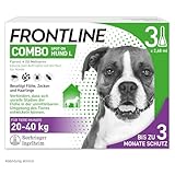 FRONTLINE Combo Hund L gegen Zecken, Flöhe & Haarlinge (große Hunde 20 bis 40 kg) - 3X Pipetten für bis zu 3 Monate Schutz - auch gegen Floheier, Larven & Puppen im Haushalt - wasserfest