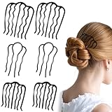 6 Stück Haar Steckkamm Zum Stecken, Einsteckkamm U Förmige Haarschmuck Metall Haarkämme Seitenkamm Set Zähne Updo Bun Haar Pin für Frauen Mädchen Dickem Feinem Haare, 3 Größen