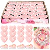 RUNEAY Teelichter Herz Kerzen Rosa 50 Stück, Rosa Kerzen Herz Deko für Hochzeit, Teelichter Herzen Kerze Romantische Deko Teelichter für Hochzeit, Verlobung, Heiratsantrag, Marry Me Deko