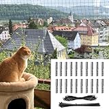 Caiyloxn Katzennetz für Balkon 4 x 3m Katzenschutz Balkonnetz Schwarz Ohne Bohren Katzengitter Fenster Balkonnetz für Katzen zur Sicherung von Balkon Terrasse