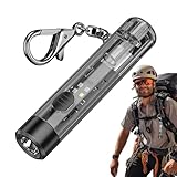 zwxqe Schlüsselanhänger-Taschenlampe, Multi-Modus-Taschenlampe, wiederaufladbar, schlank, Schlüsselanhänger-Taschenlampe, tragbare Handheld-LED für Camping, Wandern, persönlichen Gebrauch, Weiß, Rot