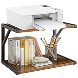 IBUYKE 2-stöckiger Schreibtisch-Drucker-Ständerhalter, Mehrzweck-Schreibtisch-Organizer Aufbewahrungsregal, Bücherregal Druckerregal für Faxmaschine, Scanner, Dateien, Bücher, rustikales Braun TLJ004H