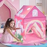 cossy Einhorn Kinderzelt, Spielzelt mit Aquarellstifte, Kinderzelt Indoor Wahsbar, Zelt Kinderzimmer, Spielhaus Kinder Indoor, Geschenk für Mädchen und Jungen, Rosa