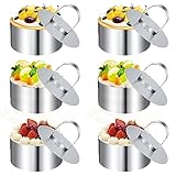 Servierringe, Dessertringe 8cm, 6 Stücke Servierring , Anrichteringe mit Pusher, Wiederverwendbar Servierringe Edelstahl Set, Tortenring Klein Geeignet für Mousse Kuchen Desserts Brot Keksen Pudding