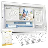 Baby fussabdruck set mit NAMEN und Geburtsobjekthalter.Handabdruck baby & fussabdruck baby mit Ton markiert.Erinnerung an abdruckset baby. Fußabdruck baby mit Rahmen, DIY baby fußabdruck getestet