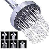 WANTOUTH Duschkopf 10cm Durchmesser 5 Strahlarten Regenduschkopf Wassersparende G1/2 Gewinde Regendusche Duschkopf 360 Grad Schwenkbar Silber Rund Regenbrause Duschbrause für Solardusche Badezimmer