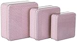 Brandsseller 3er Set Keksdose Rosa/Pink Eckig Weihnachtsdose Plätzchendose Gebäckdose Aufbewahrungsdose Metall